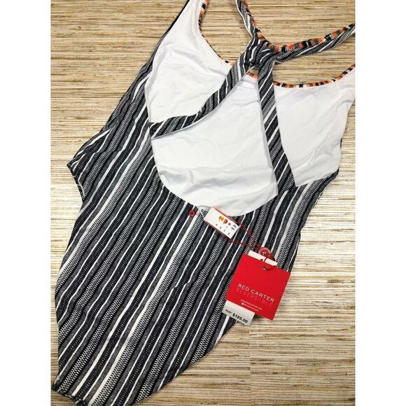 N-47 RED CARTER Print One-Piece Racerback reversible Swimsuit BLACK WHT XS $185 - Picture 2 of 2